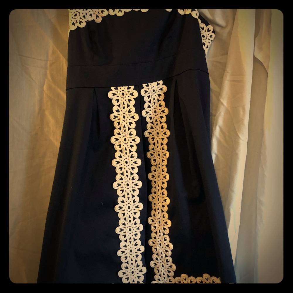Strapless Lilly Pulitzer navy dress, size 8